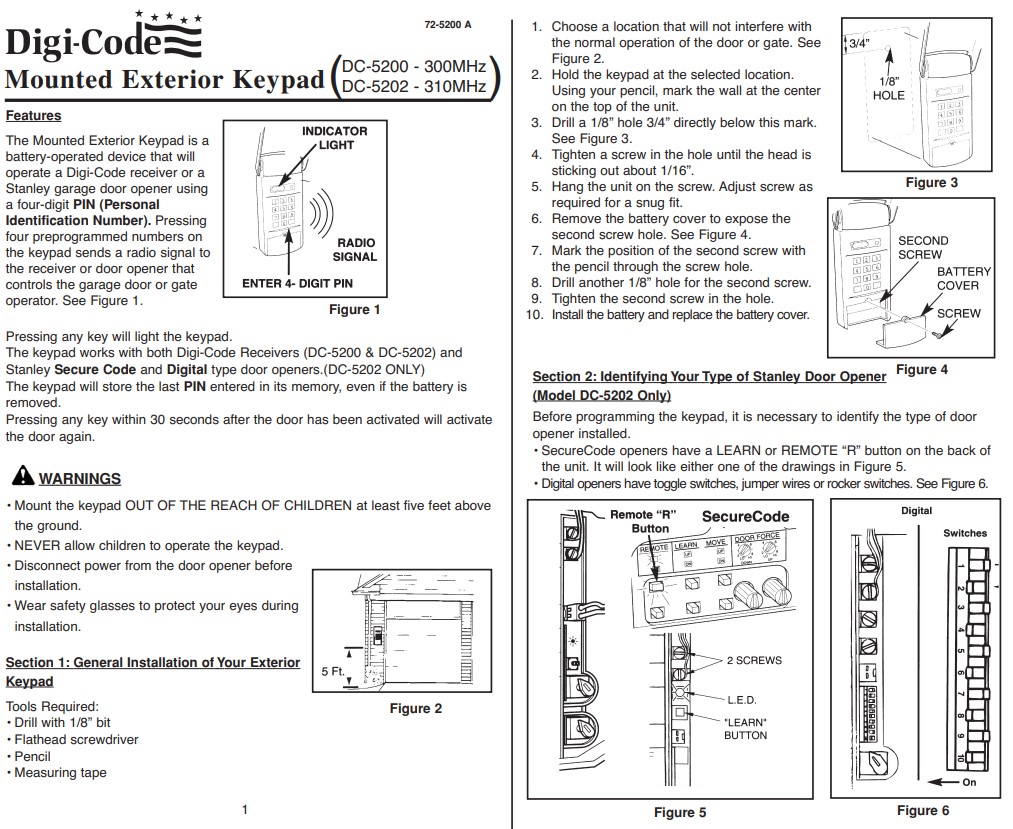 DC5200 instruction sheet cover