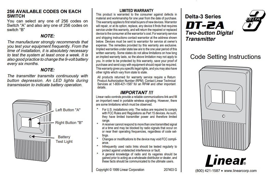 DT-2D instruction sheet