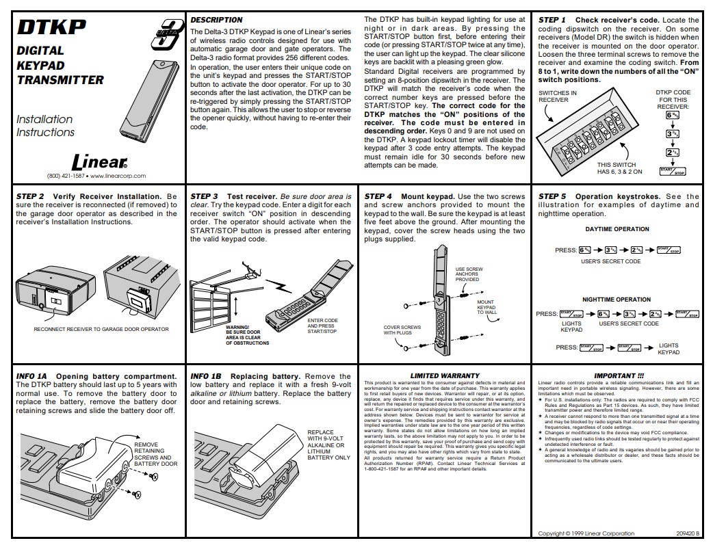DTKP instruction sheet