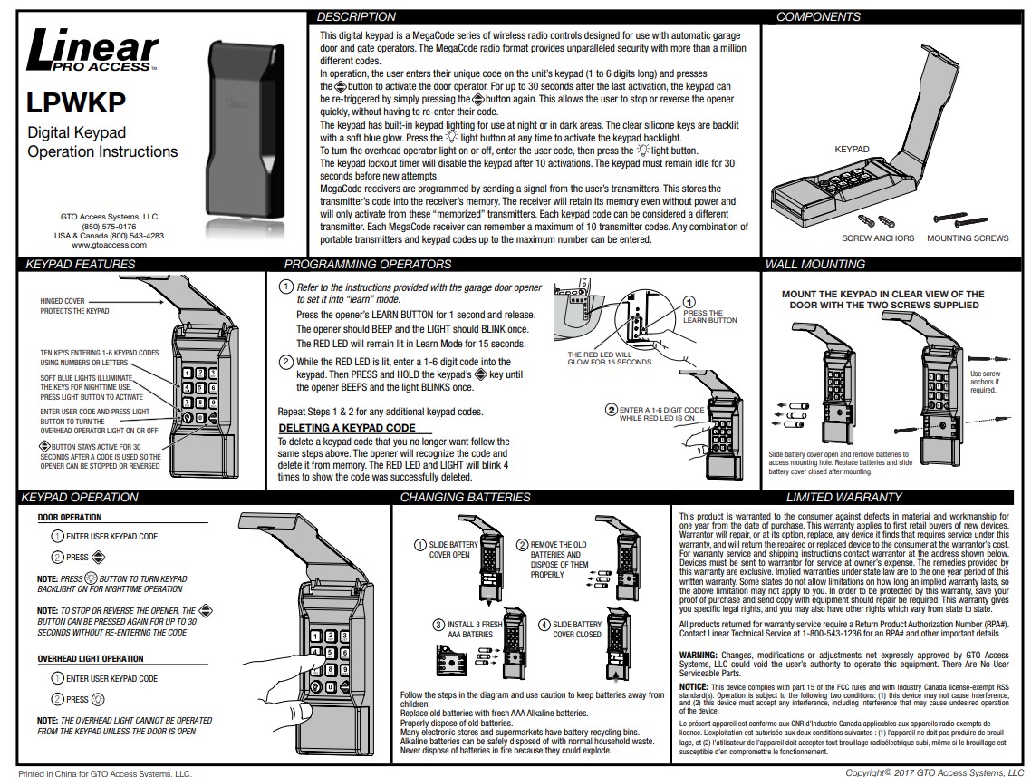 LPWKP instruction sheet