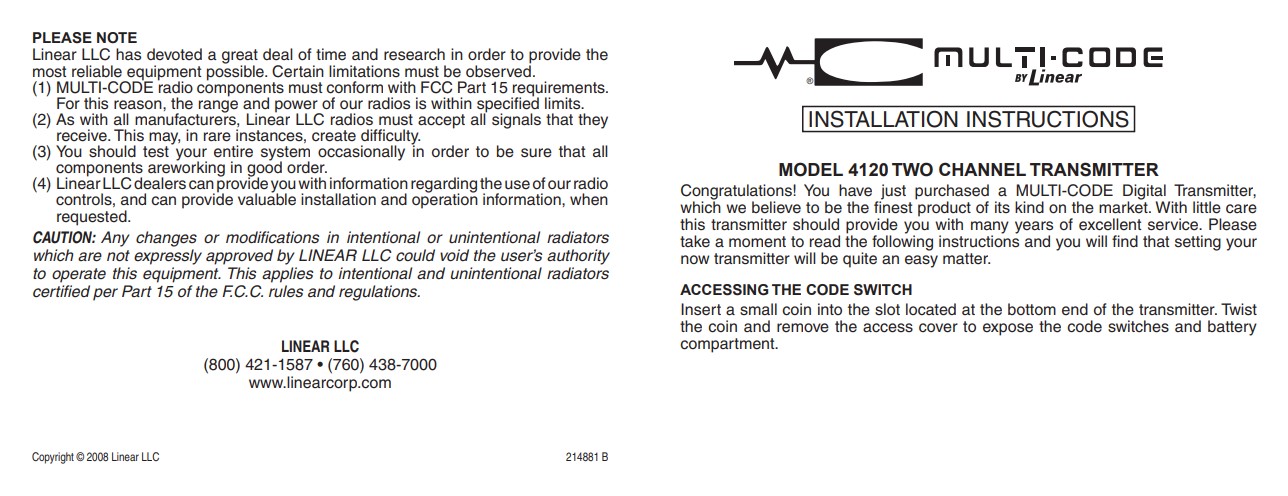 4120 instruction sheet cover